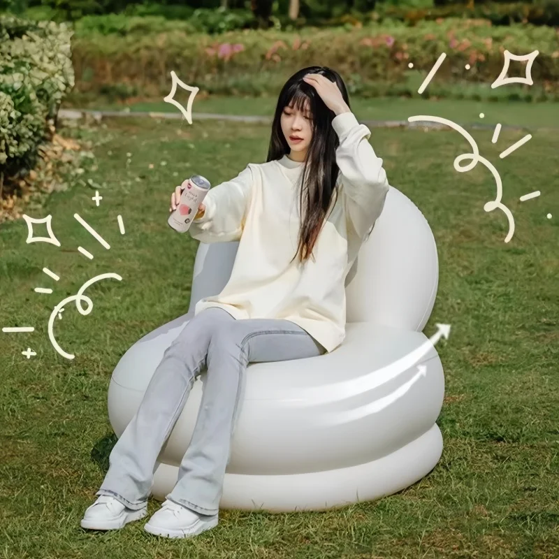 Outdoor Inflatable Lazy Sofa, White PVC Air Chair with Backrest - Portable Waterproof Inflatable Furniture for Terrace Gardens image 4
