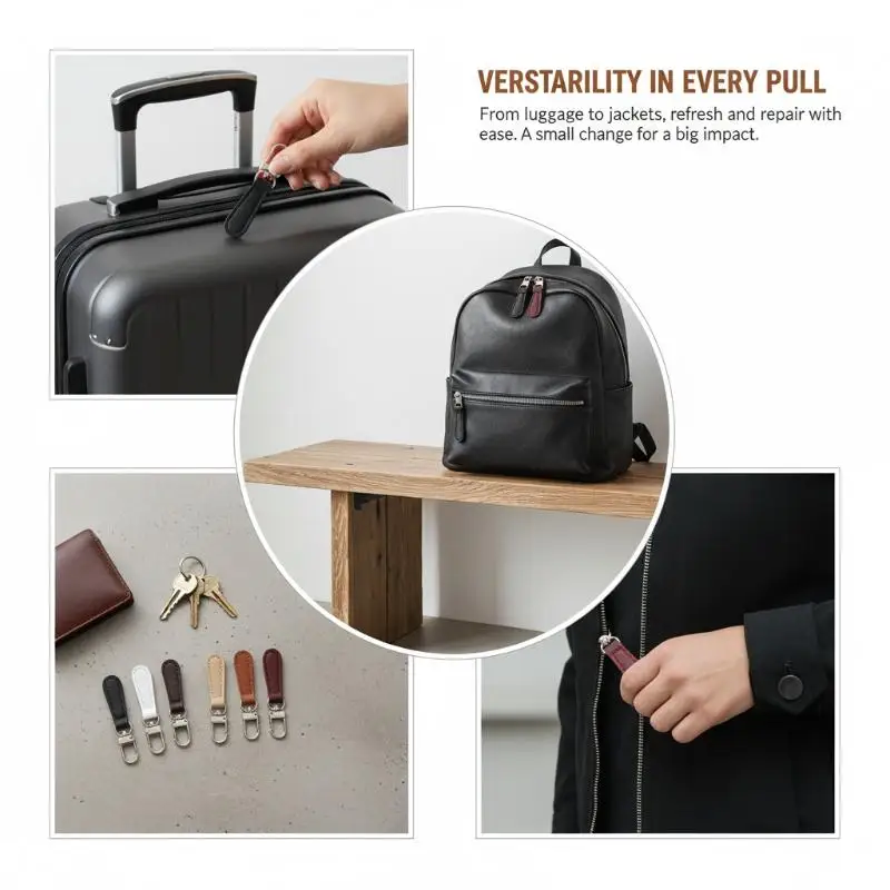 NEW 4pcs PU Leather Zipper Pull Replacement, Pull Zipper Tabs Fasteners For Bags Luggage Purses Backpacks