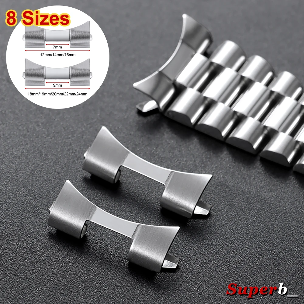 18/19/20/21/22 مللي متر الفولاذ المقاوم للصدأ حزام موصلات ماتي مصقول منحني نهاية رابط ل Seiko SKX007 SKX009 الفرقة محول 12/14/16 مللي متر