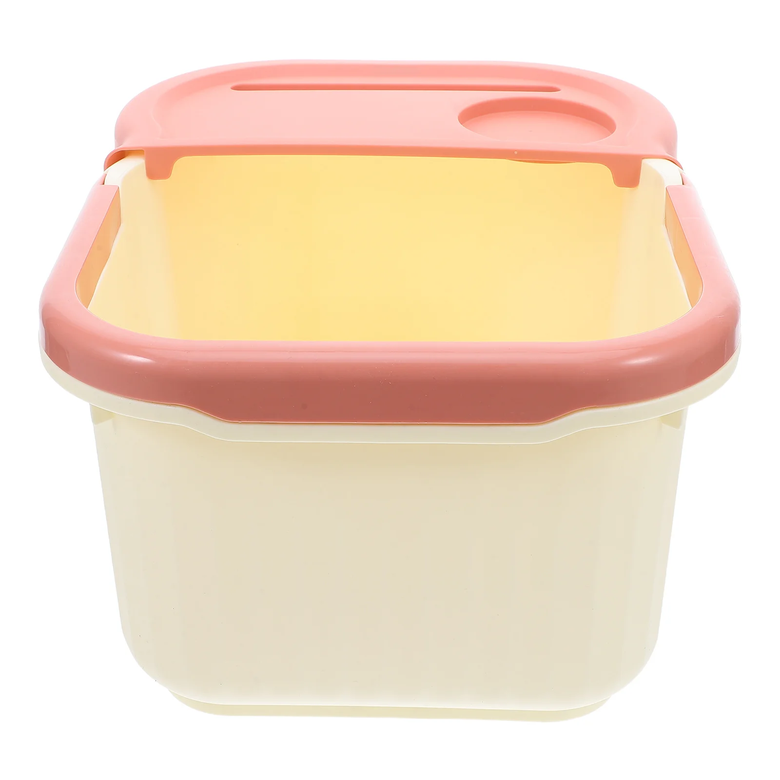 

Plastic Pedicure Foot Soak Tub Beige Semi-Cover Insulated Foot Basin Deep Massage Bucket Home Use