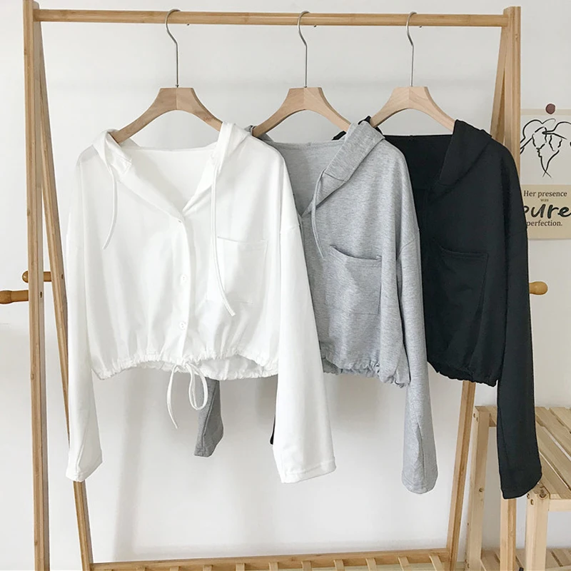 سترة نسائية فضفاضة للربيع والخريف سترة رفيعة نمط معطف قصير النسخة الكورية من القطن بأكمام طويلة مزخرفة برباط