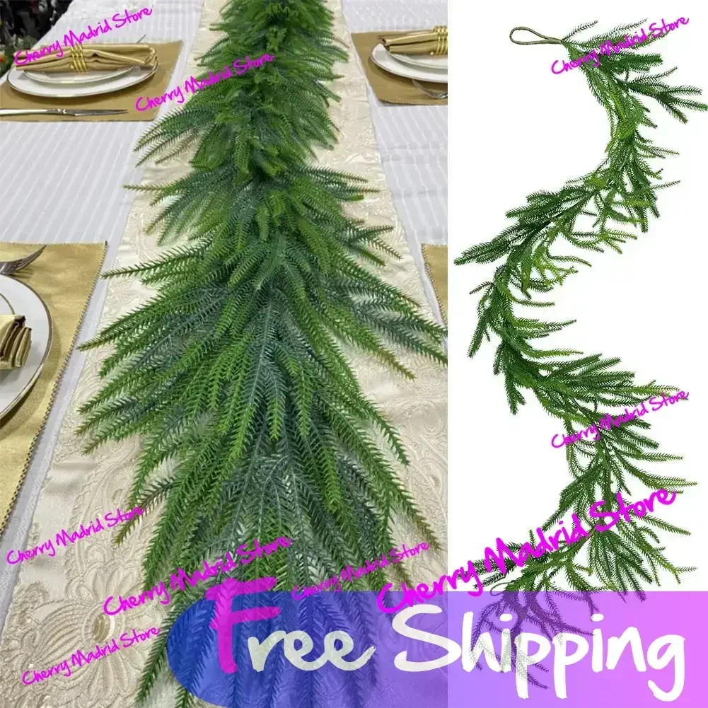 Christmas Pine Garland Home Decor Artificial Plants Winter Greenery Mantle Outdoor Norfolk Pine Dense Garland Wedding Fireplace