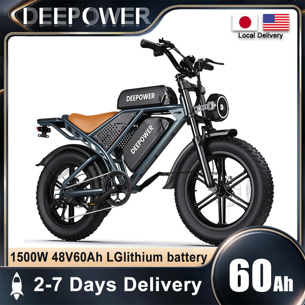 

Электровелосипед DEEPOWER с аккумулятором LG 48В60Ач, 1500Вт, с толстыми шинами, для горной местности, высокой емкости, с большим запасом хода, комплект питания для электровелосипеда