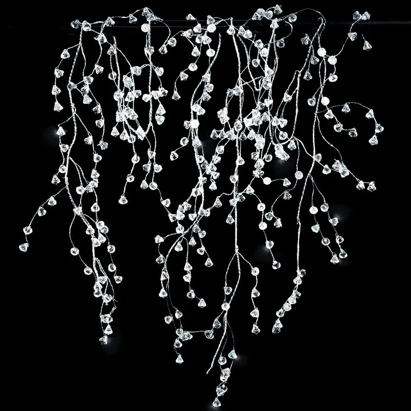 Clear Crystal Diamond Ice Wire Acrylic Steel Wire Garland for Christmas Tree Home Frame Anniversary Wedding Party Decorations