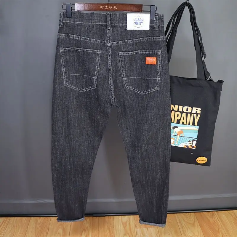 Jeans estilo coreano masculino, calça jeans lápis, jeans casual de namorado, moda Harajuku, marca de luxo, nova, primavera, outono, 2022