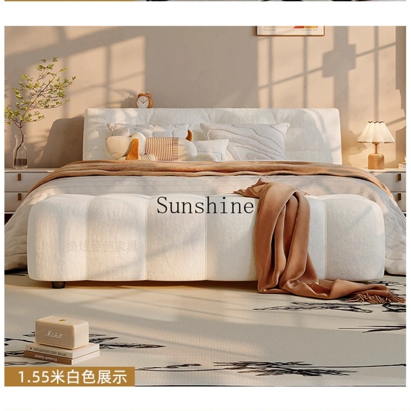 

Bedroom home shoe change bench cloud velvet fabric cream wind stool