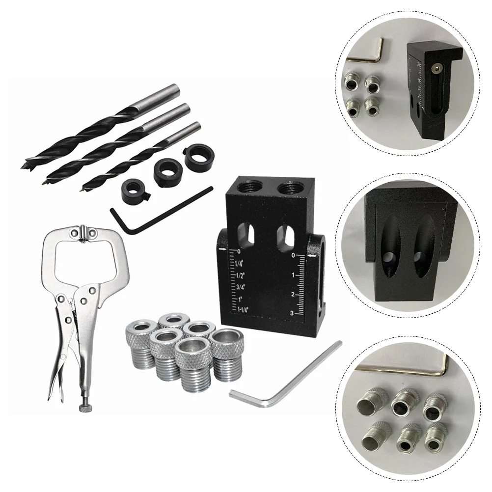 

Woodworking Drill Guide Jig Positioner Punch Locator Template Tool Set Professional Doweling Aid Lightweight Aluminum Alloy