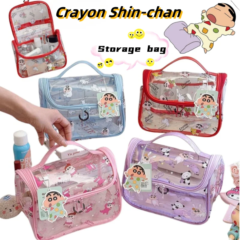 Crayon shin-chan Nohara Hiroshi dessin animé mignon sac cosmétique Transparent pratique grande capacité Portable sac de rangement de toilette