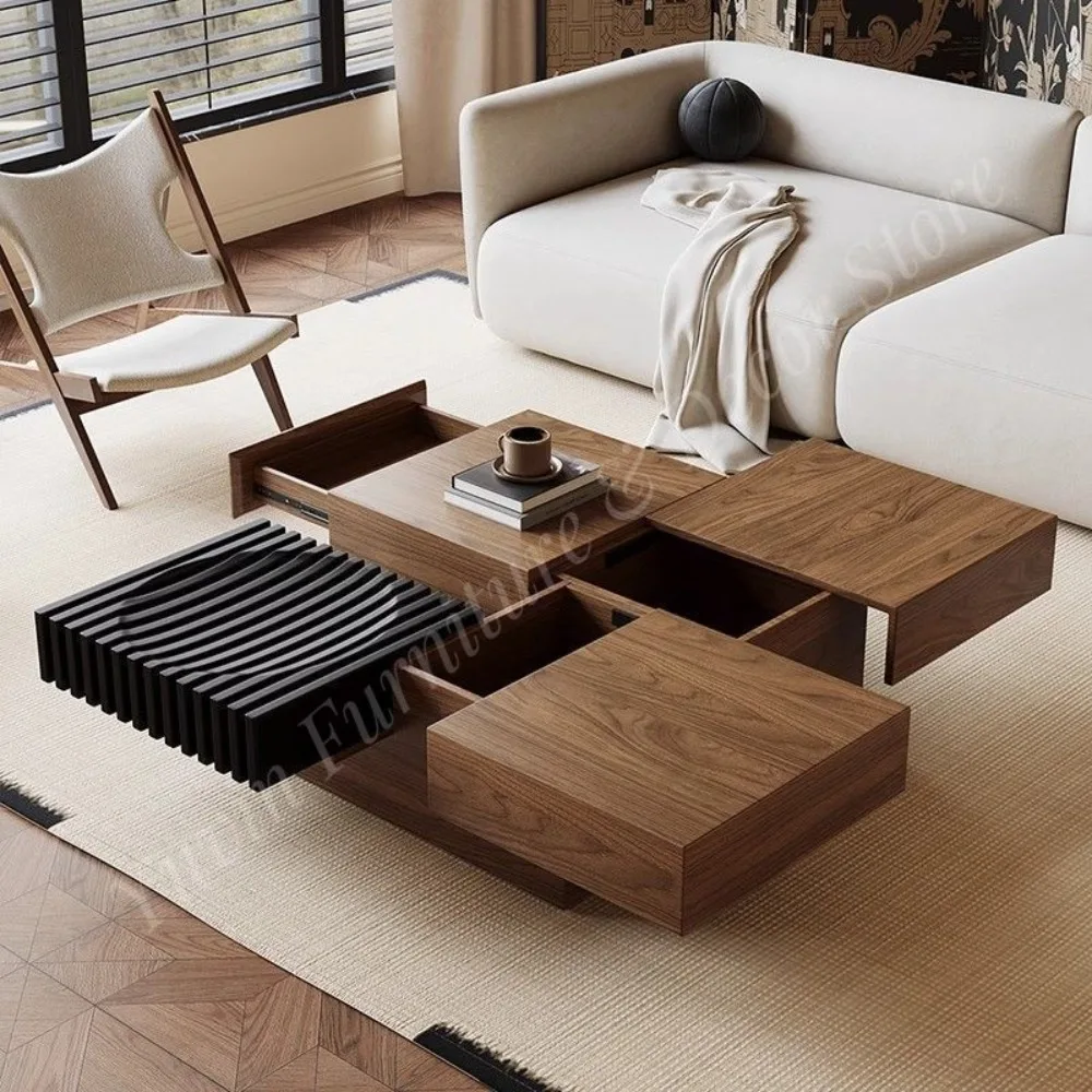 Modern Modular Solid Wood Plywood Tea & Coffee Table for Living Room and Hotel Reception Use Home Furniture