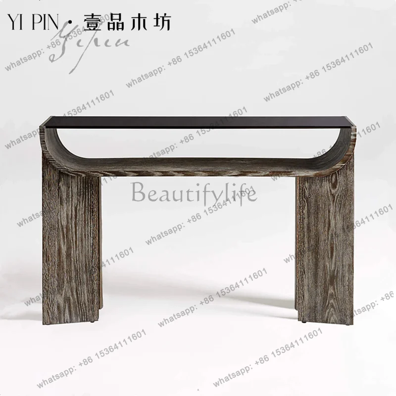 The medieval style solid wood entrance table living room entrance end view table is customized