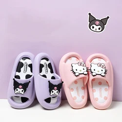 Hello Kitty Kuromi Bathroom Slippers Kawaii Sanrio Flip Flops Home Double Thick Bottom Slippers Girl Summer Beach Non-Slip Shoes