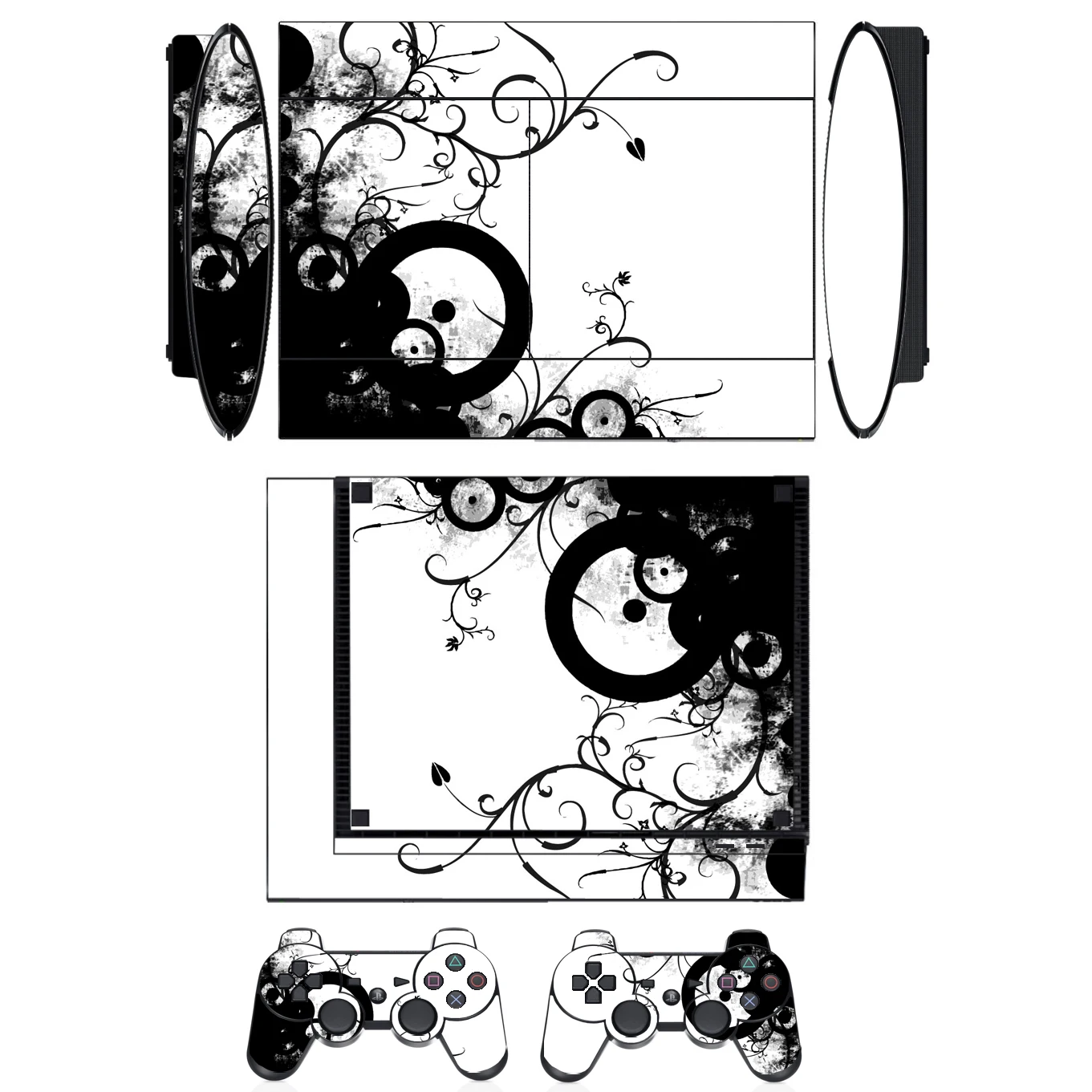 Black & White สติกเกอร์ไวนิลสติกเกอร์สำหรับ Sony PS3บางเฉียบและ2 Controller Skins สติกเกอร์