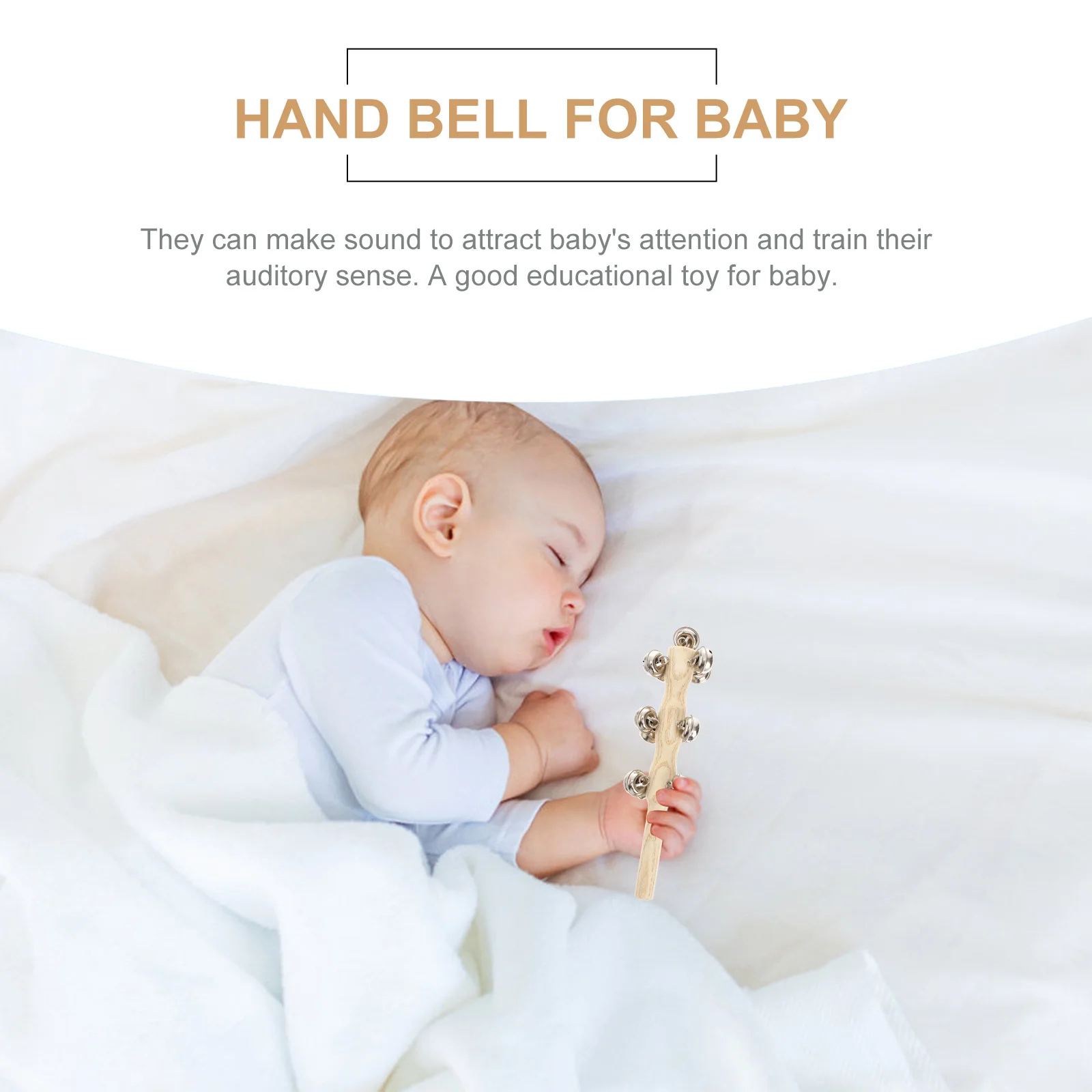 

8Pcs Wood Rattle Baby Hand Jingle Bells Smooth Surface for Infant Grip Auditory Stimulation and Music Learning