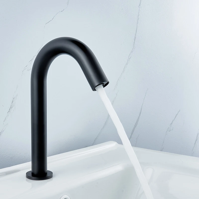 Grifo de lavabo de baño con Sensor infrarrojo sin contacto, grifo mezclador de agua fría y caliente, Tapware sin contacto, negro