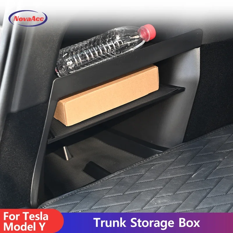 

NovaAcc Trunk Storage Box For Tesla Model Y 2017 to 2025 Car Trunk Side Multi Compartment Organizer Waterproof Car Accessories