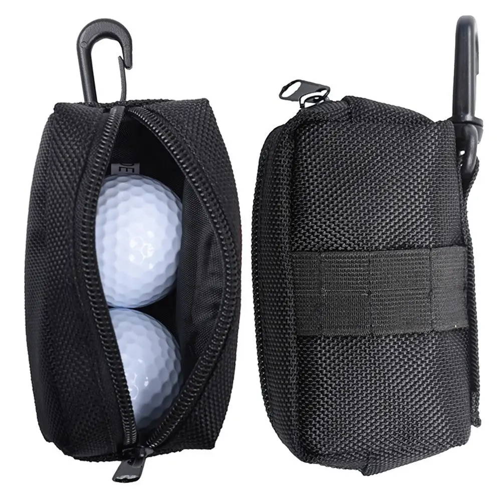 

Golf Tee Holder Golf Ball Pouch Storage Pocket Zipper Close Golf Small Waist Bag Black With Clip Golf Ball Holder Men and Women