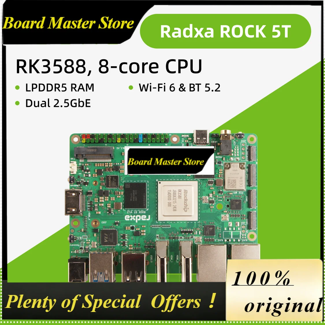 BoMaRadxa ROCK 5T RK3588 8-core CPU, 8K HDMI, LPDDR5 RAM, And WiFi 6