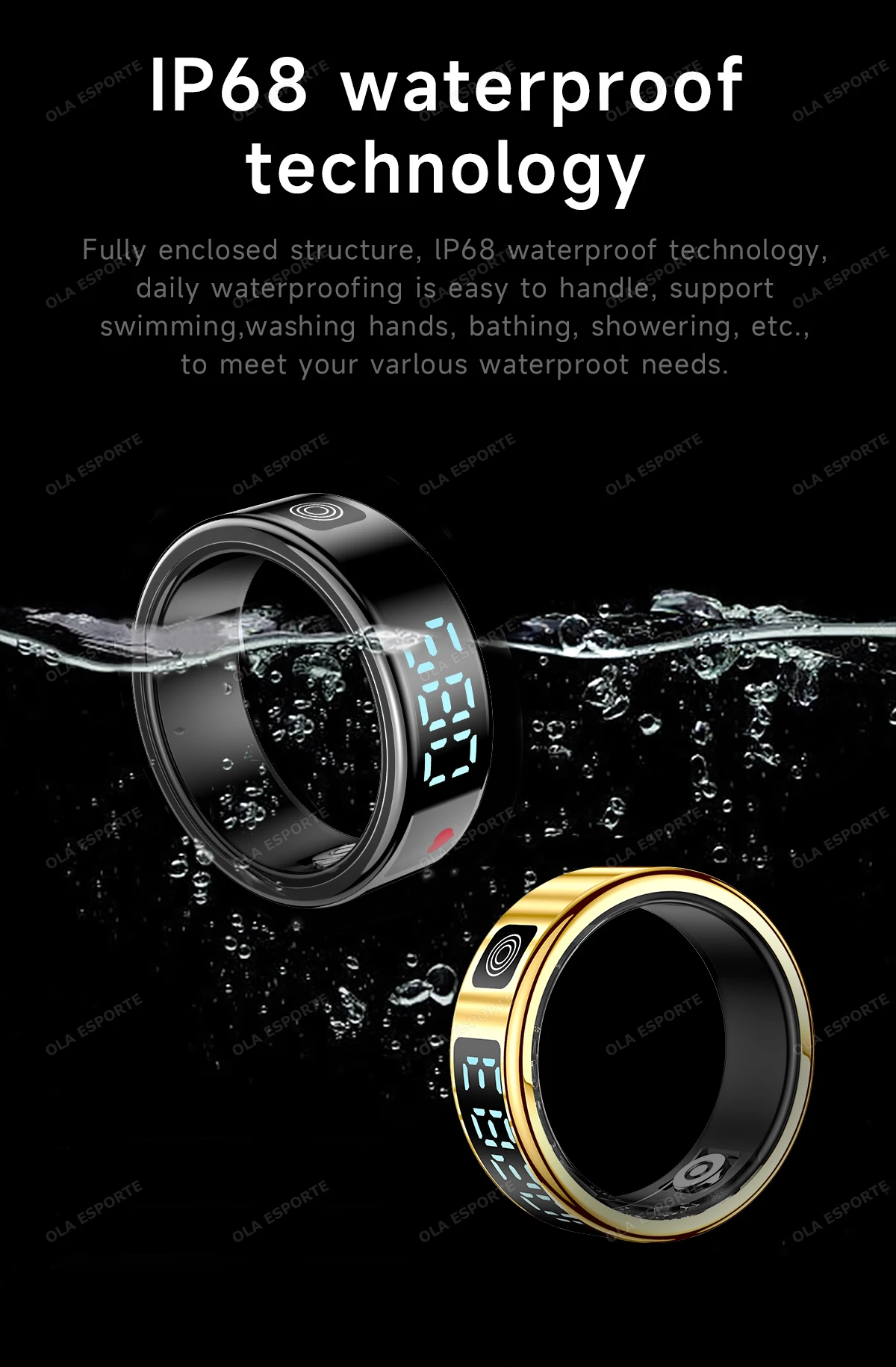 Intelligenter Ring mit Digitalanzeige, Fitness-Tracker, Schlaf- und Aktivitätsmonitor, Schrittzähler, Fernkamera, Tragbarer Ring für den täglichen Sport HT30 – Detail 15