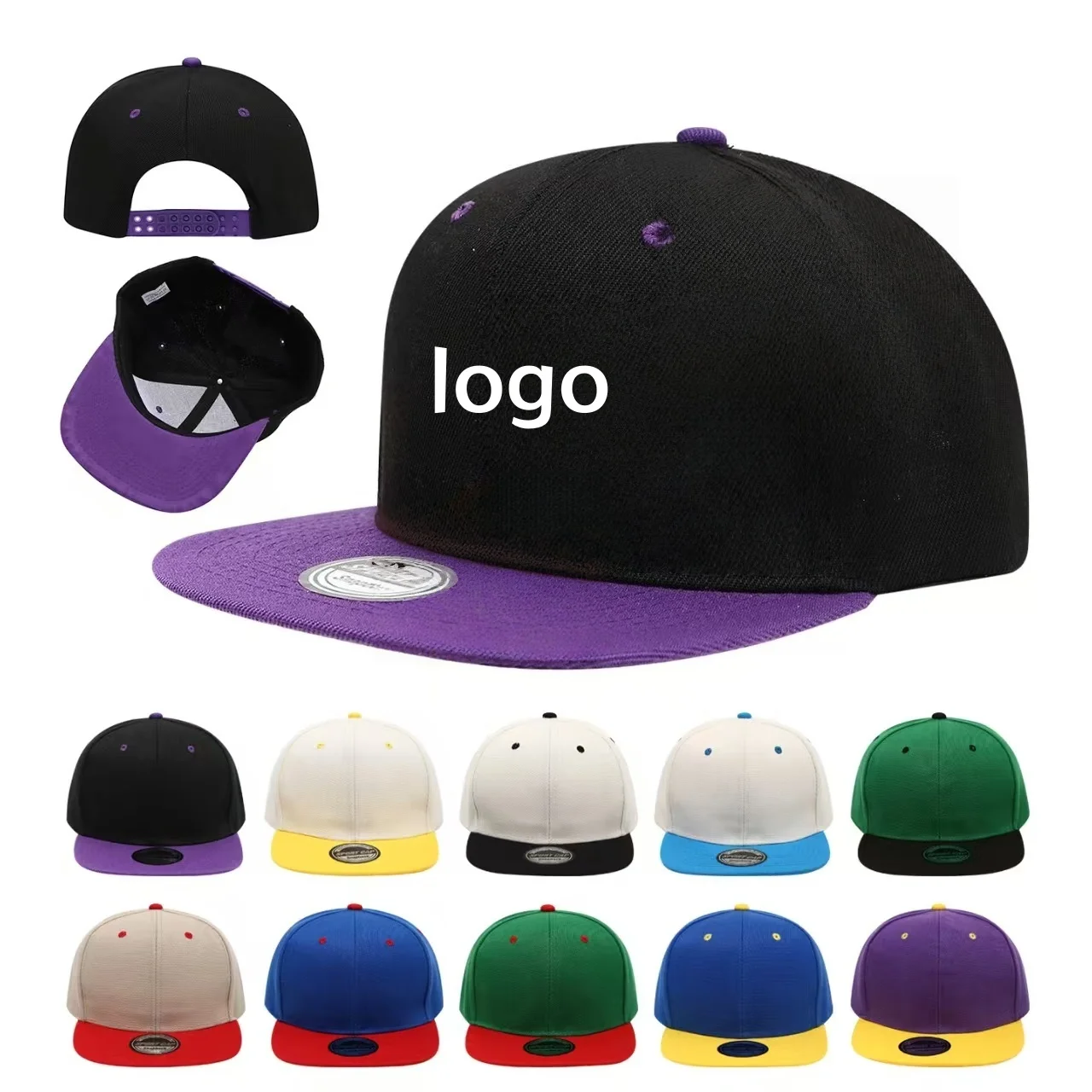 Custom Logo Snapback Caps Men Hip Hop Male Bone Baseball Cap Unisex Solid Color Cotton Adjustable Rock Band Flat Hats Visor Hat