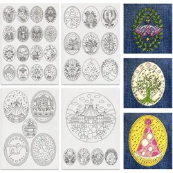4Sheets 35Pcs Circus Water Soluble Embroidery 11.7x8.3inch Clown Horse Ferris Wheel Magic Elements Stick and Stitch Embroidery