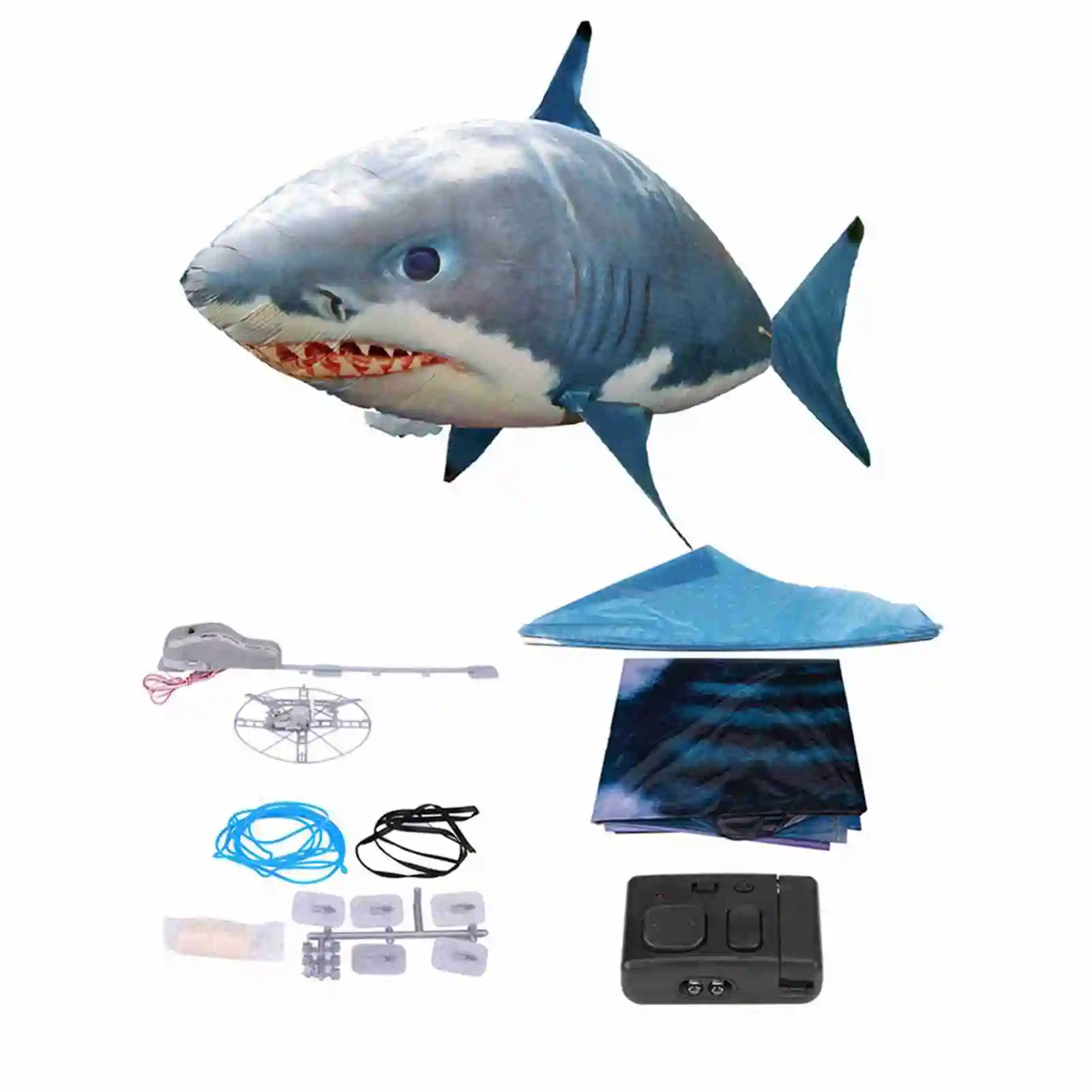 ZK40 Remote Control Flying Shark Inflated RC Inflatable Balloon Toy Kids Gift (Blue Shark)