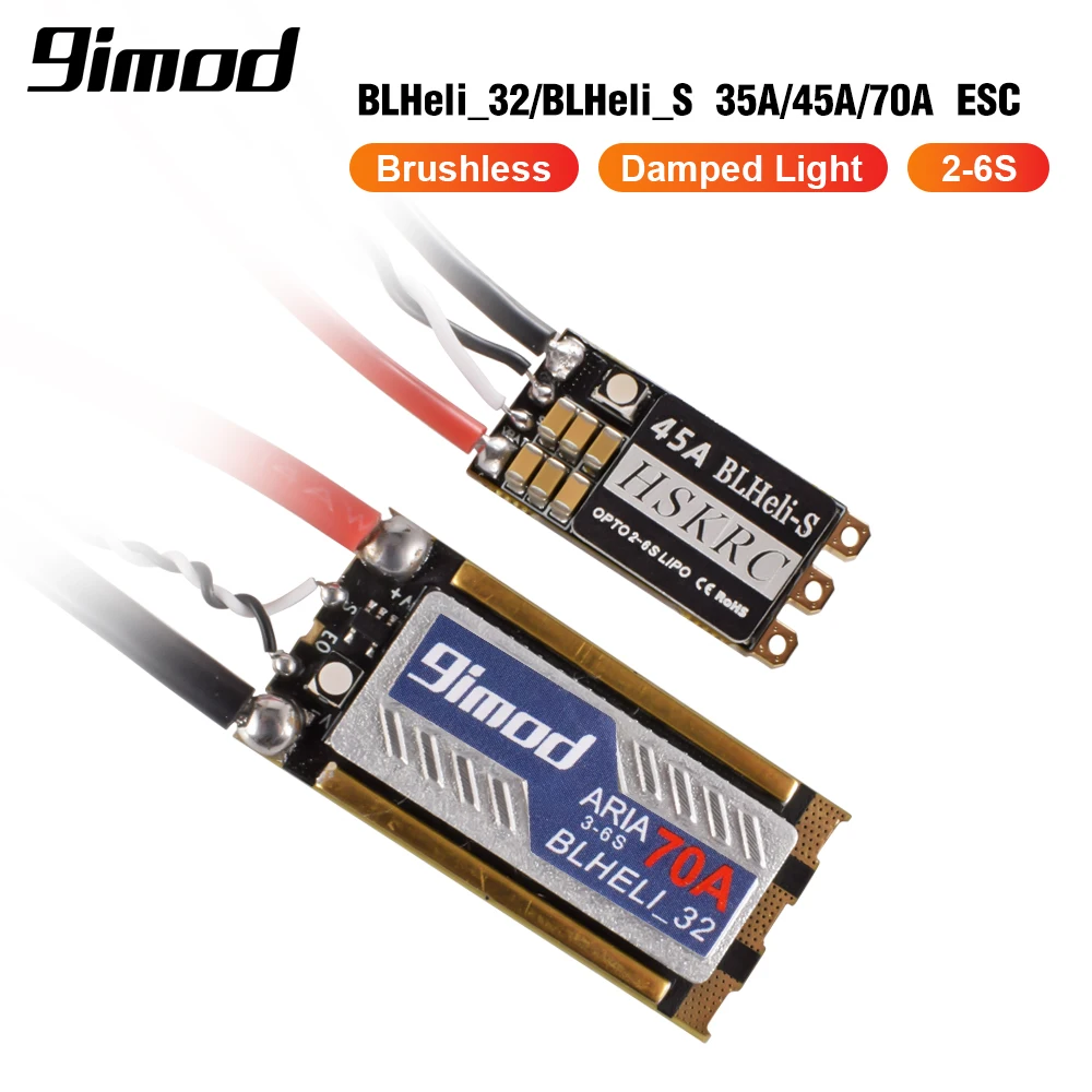 RC FPV 레이싱 드론 쿼드콥터용 전자 속도 컨트롤러, 브러시리스 ESC BLHeli_32 BLHeli_S 2-6S Lipo, 9IMOD 35A, 45A, 70A