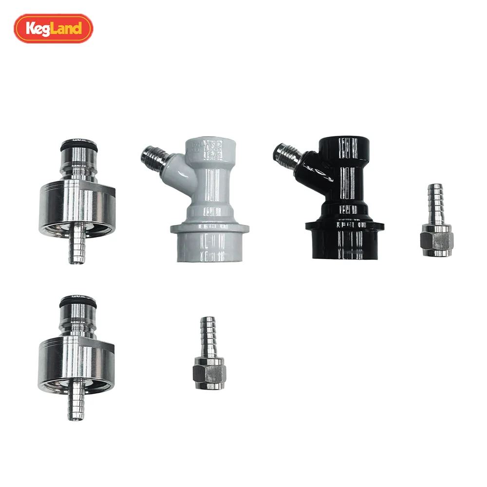 KegLand Premium Ball Lock Disconnect Kits Gas/liquid Adaptor with Swivel Nut and 2pcs Carbonation Cap
