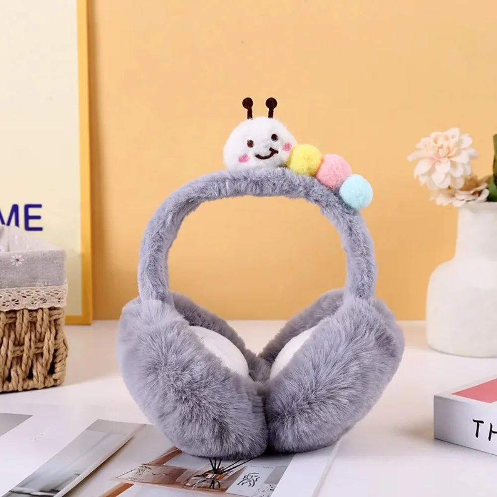 Autumn/Winter Cute Caterpillar Foldable Earmuffs Cold Protection Keep Warm Plush Earmuffs Portable Soft Windproof Ear Cap Adult