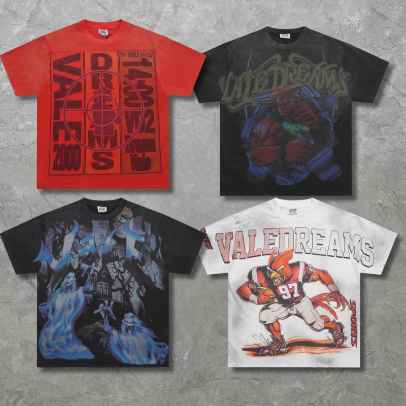 

Футболка VALLEY American Streetwear, дышащие женские и мужские футболки с короткими рукавами и графическим рисунком