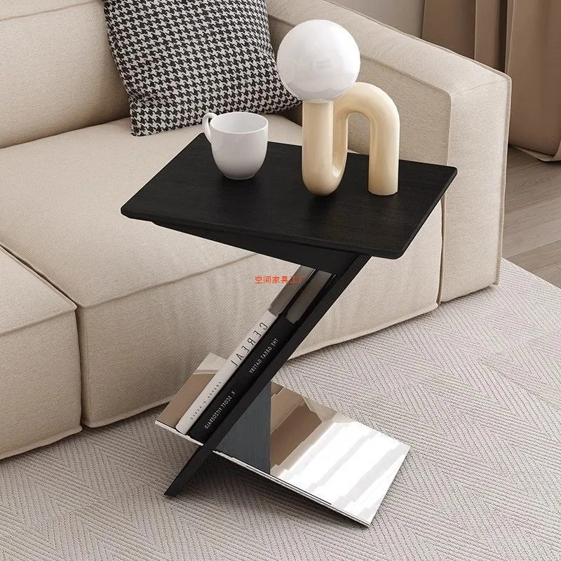 For light luxury modern solid wood sofa small edge several living rooms retro bedroom simple magazine coffee table