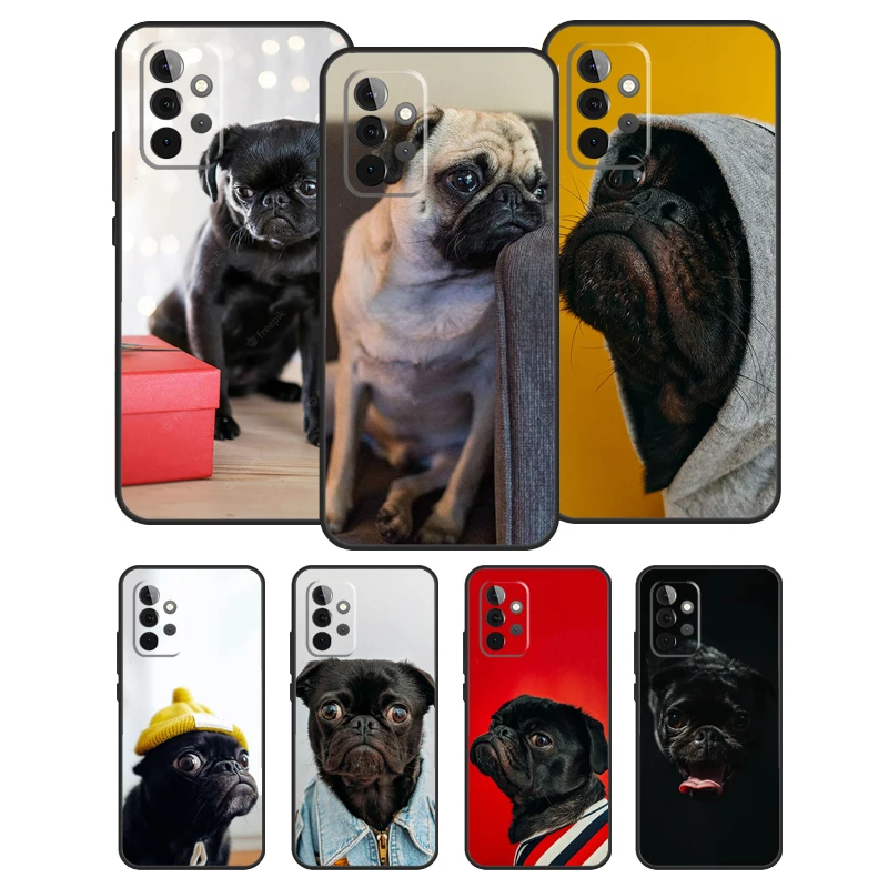 

Animal Black Pug Case For Samsung Galaxy A51 A71 A52 A72 A12 A22 A32 A42 A50 A70 A21S A52S Phone Cover