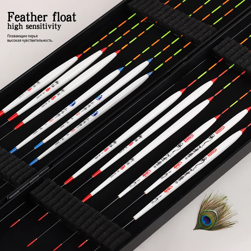 Imagem -02 - Floating Feather Floats Mais Float Box Combo Lake River Bóia Bobber Pesca Vertical Sensível Hard Tail Float Acessórios Tool Tackle 12 Pcs