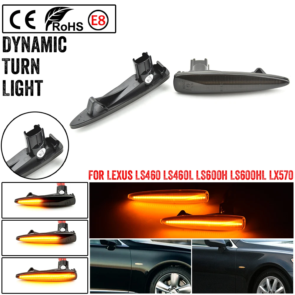 For Lexus LS460 LS460L LS600h LS600hL LX570 Dynamic LED Side Marker Lights Turn Signal Sequential Indicator Lamps