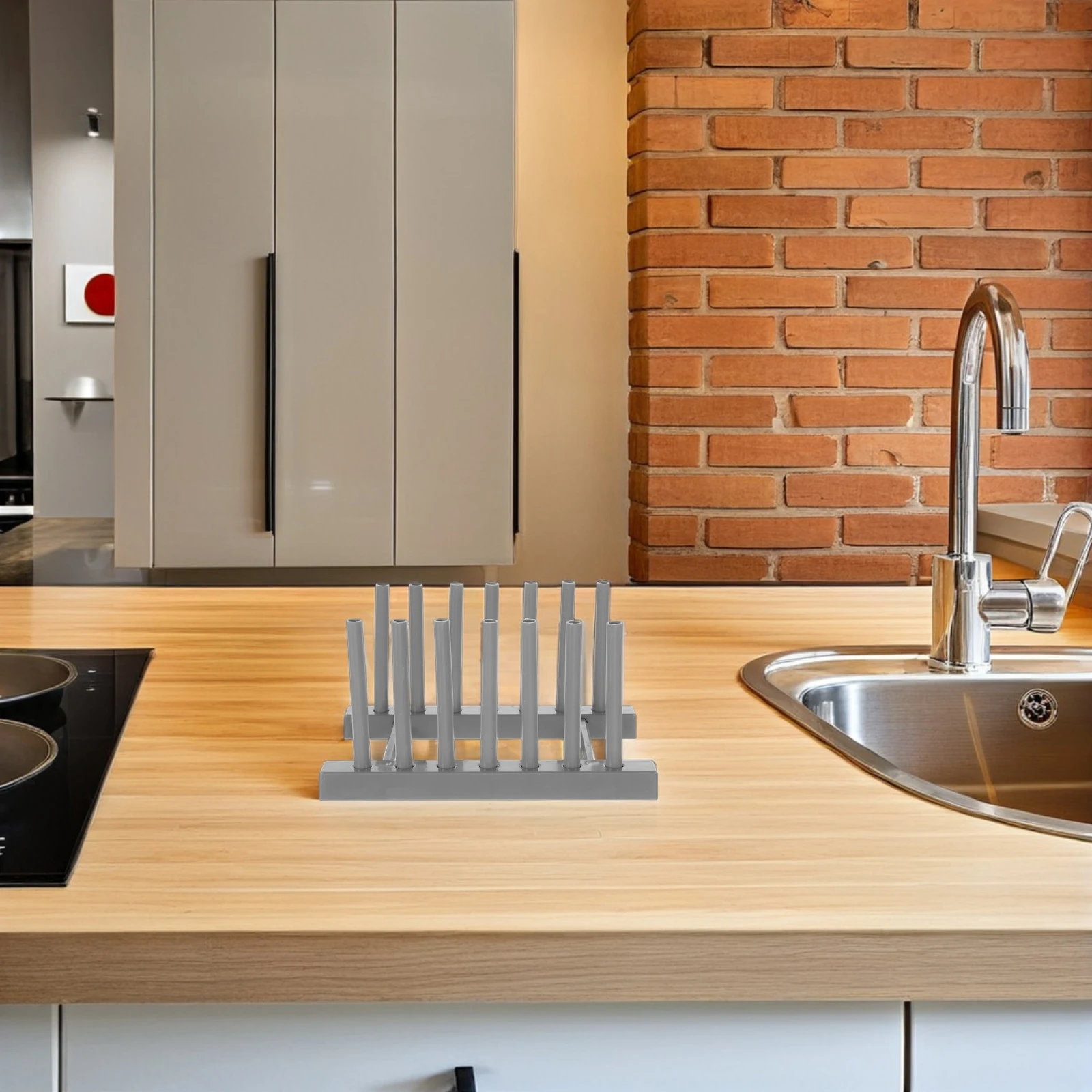 

Dish Storage Rack Hanging Pot Lid Holder with Cover Kitchen Drain Drying Drainer