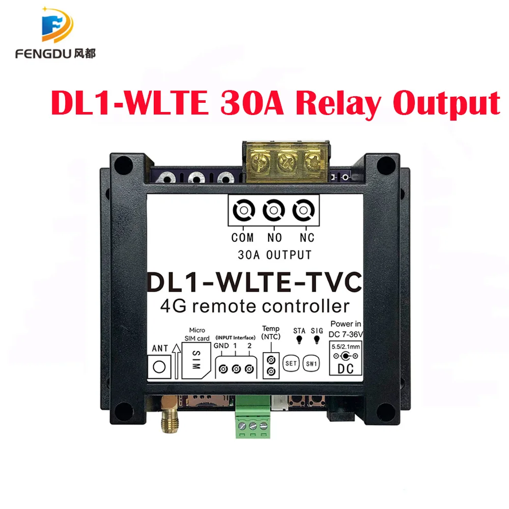 

GSM 4G LTE SMS APP Web Remote Controller ON/OFF Switch 30A Relay Output DL1-WLTE-T&TVC Temperature Monitor Power Failure Alert