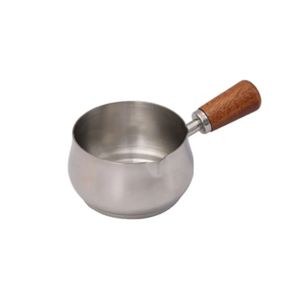 Mini 304 Stainless Steel Sauce Pan Wooden Handle Reusable Seasoning Cup 60ml/120ml/180ml Measuring Spoon Snack