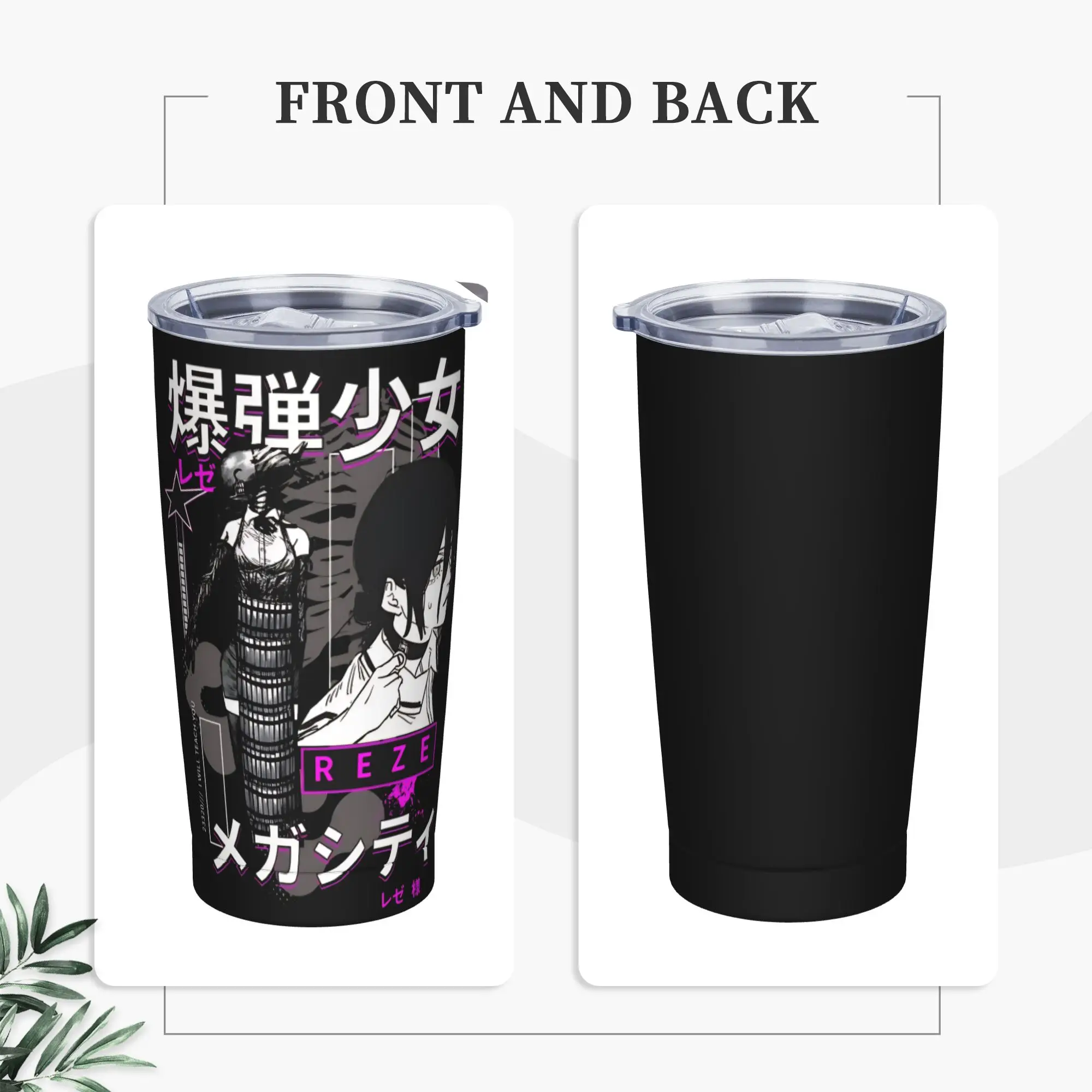 Chainsaw Man Reze Tumbler Vacuum Insulated Girl Anime Coffee Cups Vacuum Flask School Mugs Water Bottle, 20oz