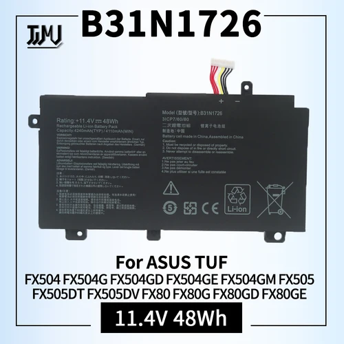 Imagen 1 del producto Batería B31N1726 para ASUS TUF Gaming FX504 FX504G FX504GD FX504GE FX504GM FX505 FX505DT FX505DV FX505GE FX80 FX80G FX80GD FX80GE