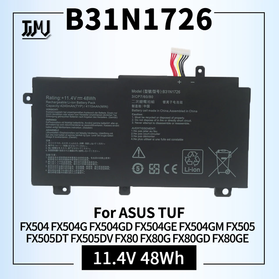 B31N1726 Laptop Battery for Asus FX80 FX86 TUF FX504 FX504GE FX504GM FX505 FX505DT FX505DY FX505GE FX505GD FX505GM A15 FA506IU A17 FA706II FX80G FX80GD FX80GE FX80GM FX86 FX86FE FX86FM (Type-A Short