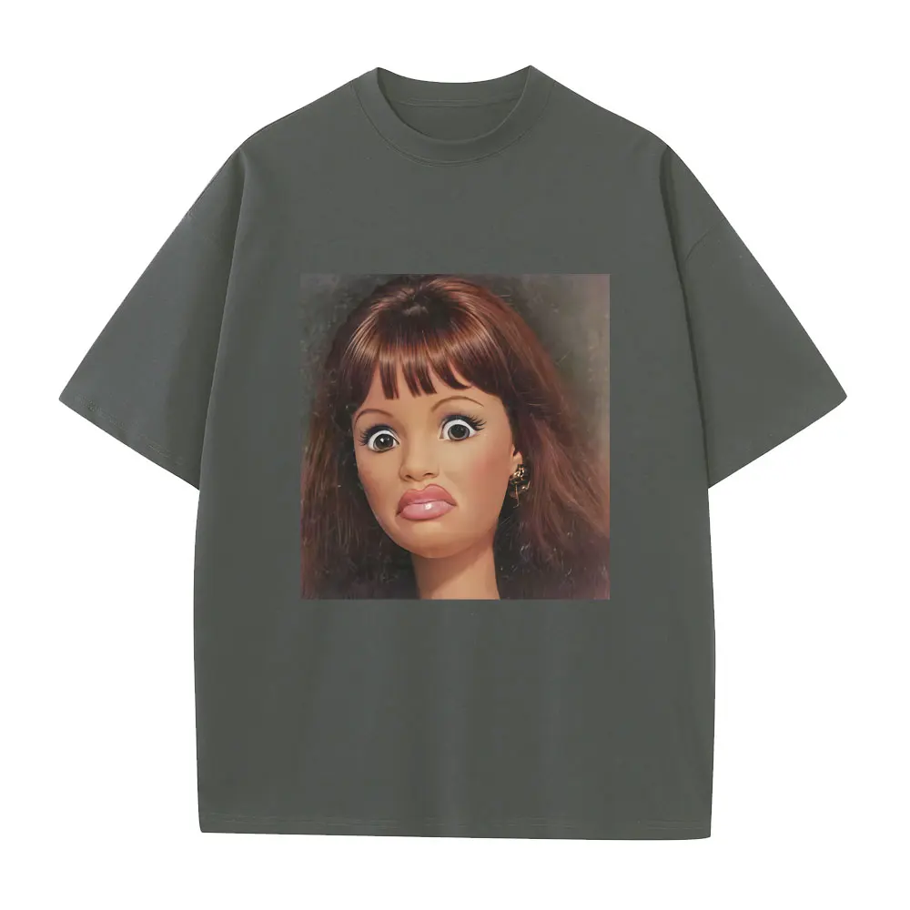 Hot Funny Disgusting Doll Meme Graphic T-shirt Men Women High Quality Cotton T Shirts Casual Oversized Short Sleeve Streetwear