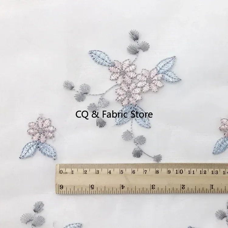 1 metro 143 cm fiore ricamato morbido tulle fiore tessuto a rete vestiti per ragazze donne vestono materiale fai da te decorazione per feste a casa