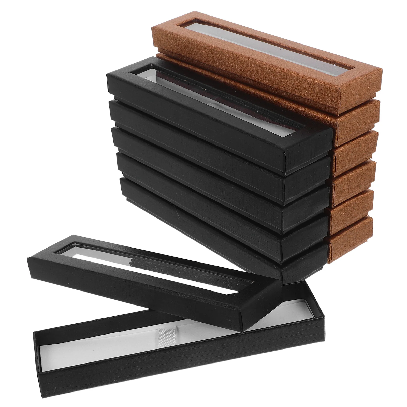

12Pcs Paper Pen Present Box Transparent Window Display Case Organizer for Business Birthday Keepsake Pen Display Tray