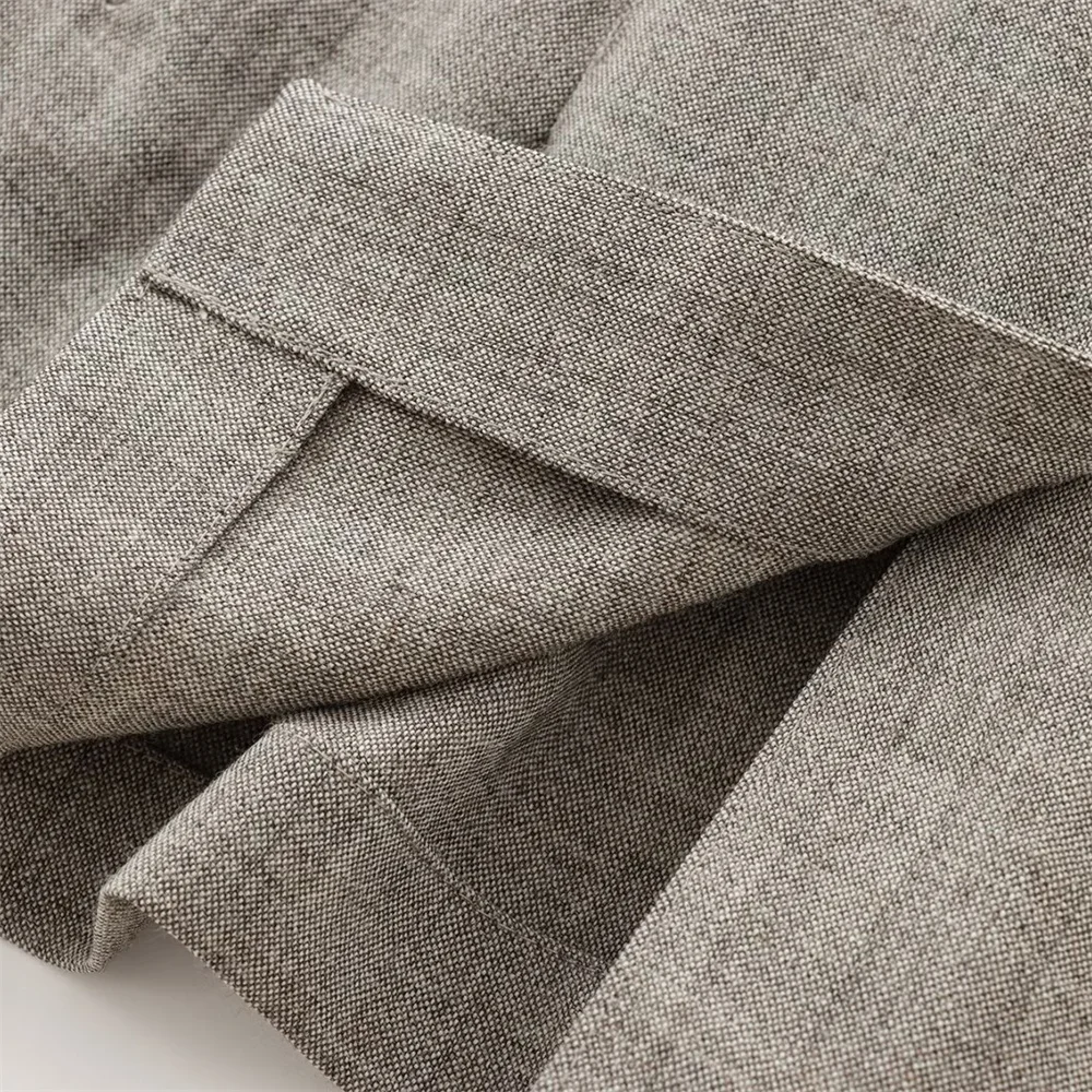 PB & ZA 2024 خريف/شتاء منتج جديد موضة ملابس نسائية طوق كم طويل التخسيس الخصر مع حزام خصر ومعطف البدلة