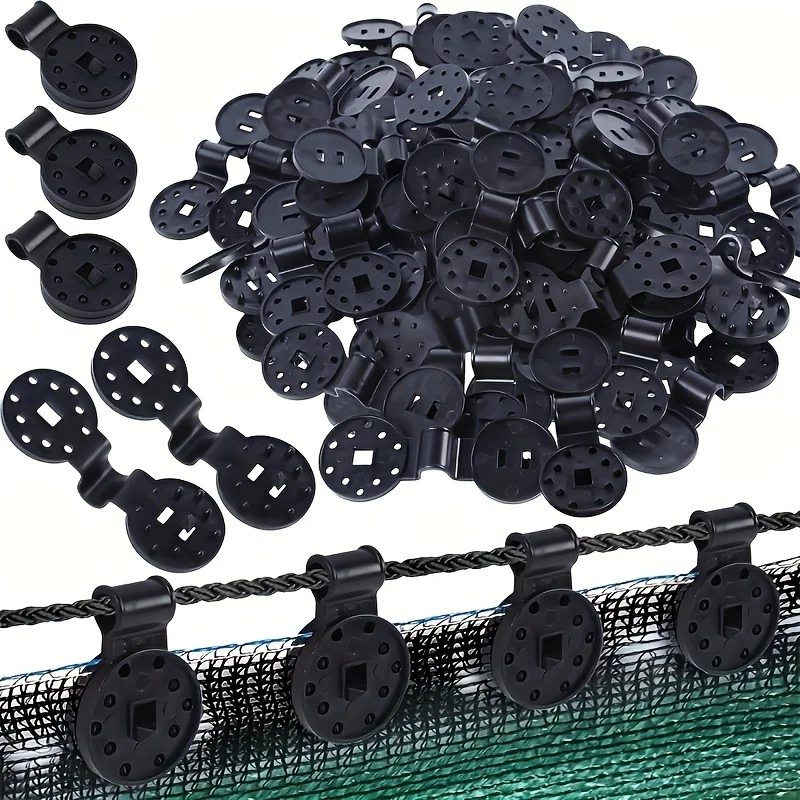 100pcs/200pcs Black Sunshade Cloth Clips, Round Plastic Fixer, Suitable for Canopies, Yard Nets and Garden Covers, Special Buckl