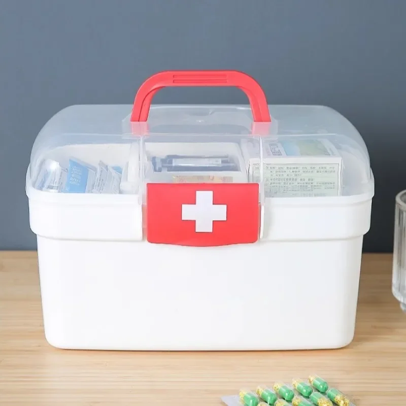 Large Capacity Family Medicine Organizer Box Portable First Aid Kit Medicine Storage Boxes Organizers Plastic Organizing Home