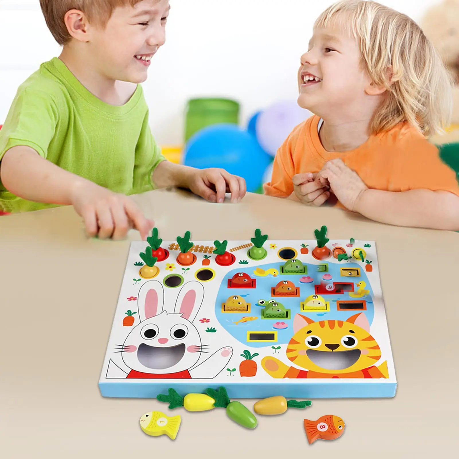 Carrot Harvest Fishing Game Wooden Magnetic Fishing Game Carrot Picking Toy Early Educational Color Sorting Puzzle For Toddler