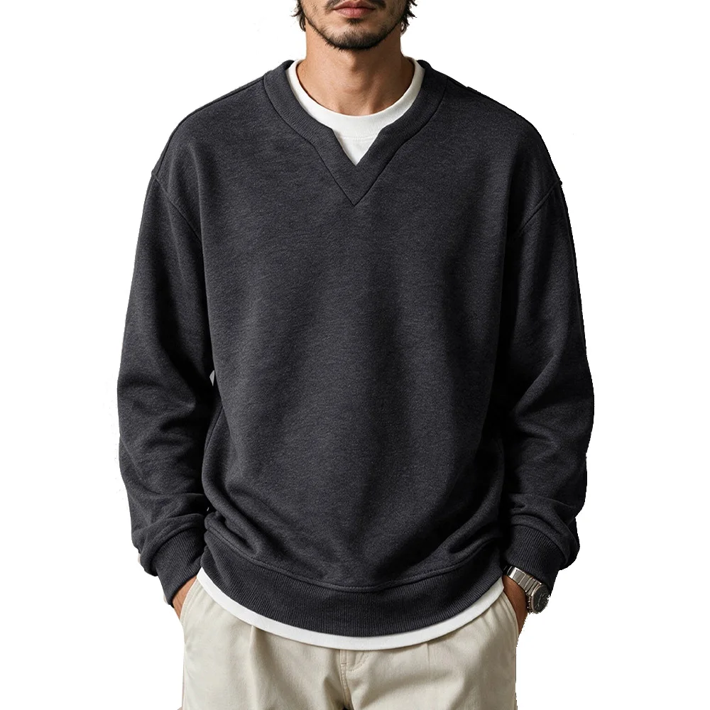 Men Splice Fashion Pullover Sweatshirts Autumn Winter Streetwear Vintage Loose Casual Long Sleeve Hoodies Sweatshirts Coat Tops
