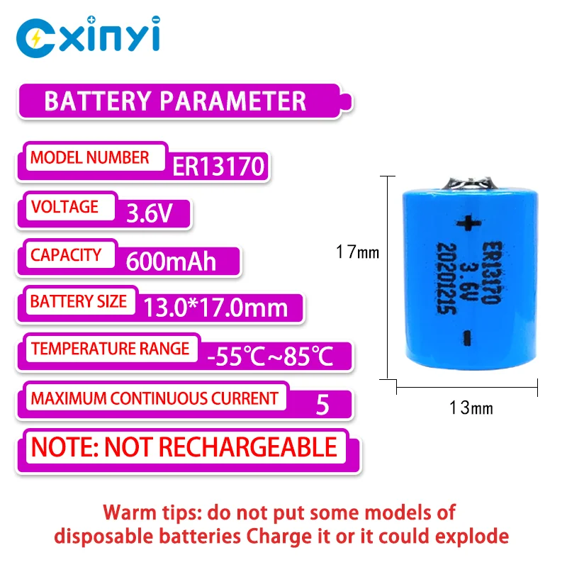 CXINYI ER13170 Voeg PH2.0-2P-stekker toe 3,6 V wegwerp lithium-subbatterij Radioradar 823824   Instrument Specifiek 783 Niet-oplaadbaar