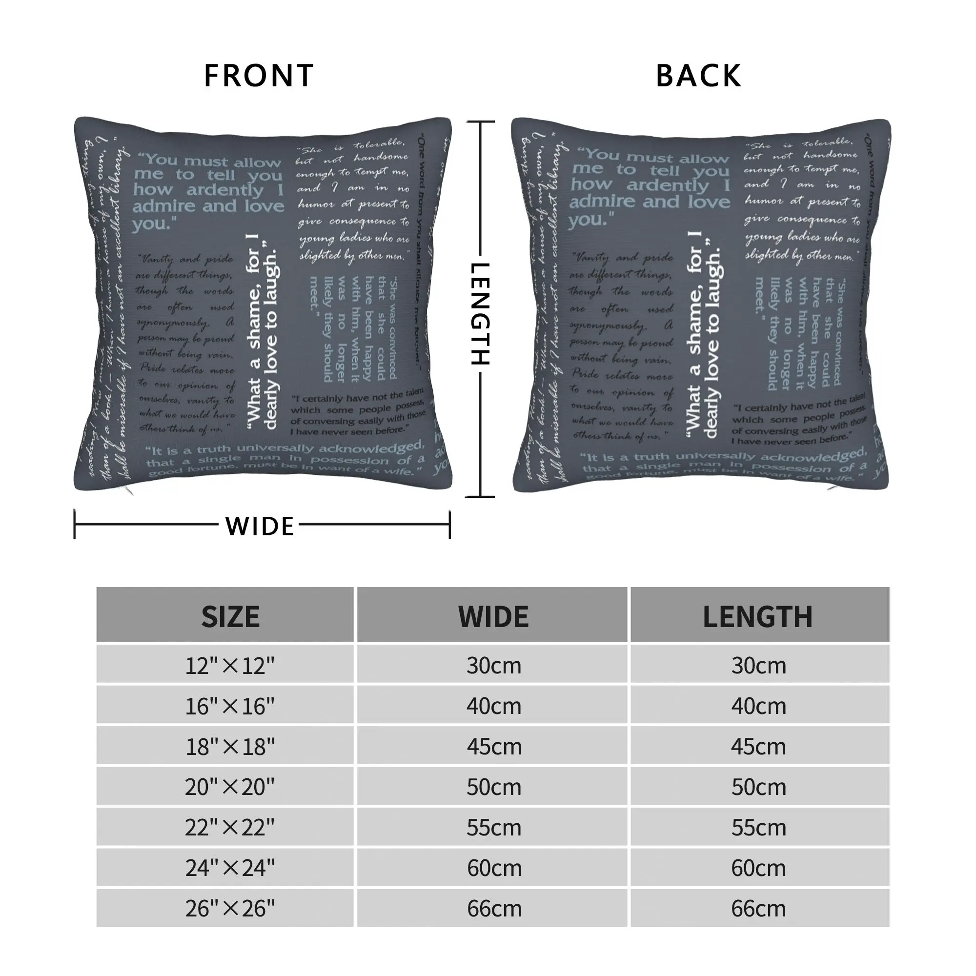 مطبوعة الكبرياء والتحامل يقتبس مكتبة ممتازة المخدة غطاء الوسادة رمي كيس وسادة غطاء المنزل انخفاض الشحن 18"