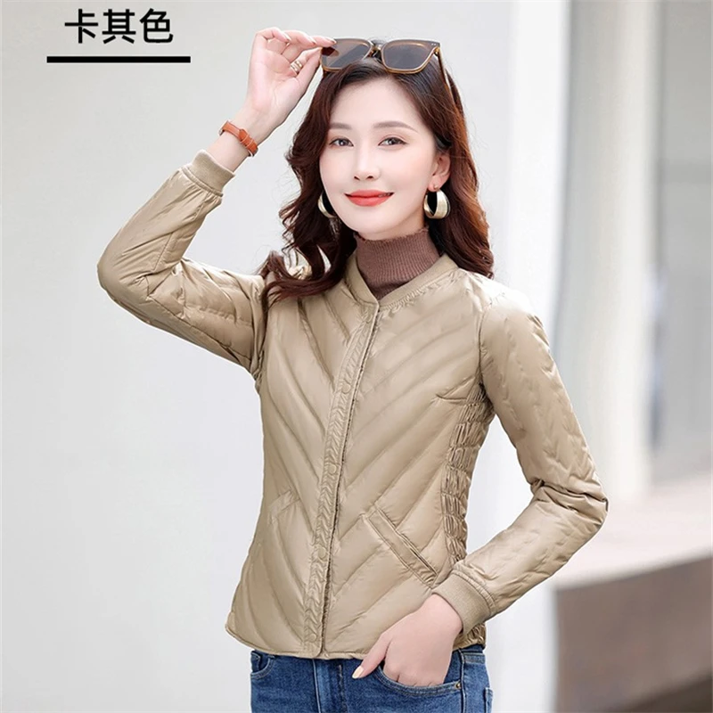 

New Autumn Winter Oversize Down Coat Women Warm Light White Duck Down Jacket Ladies Single Breasted Puffer Parkas Short Outwears